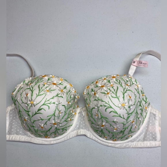VS WHT/GRN Lightly Lined Underwire, 34DDD *P1101 - Picture 3 of 9